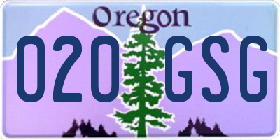 OR license plate 020GSG