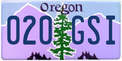 OR license plate 020GSI