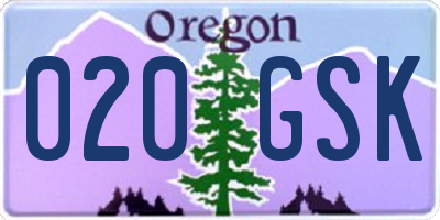 OR license plate 020GSK