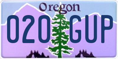 OR license plate 020GUP