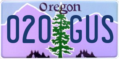 OR license plate 020GUS
