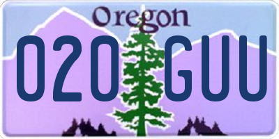 OR license plate 020GUU