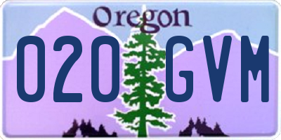 OR license plate 020GVM