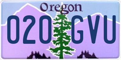 OR license plate 020GVU