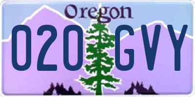 OR license plate 020GVY