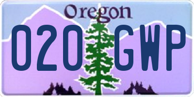 OR license plate 020GWP