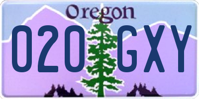 OR license plate 020GXY