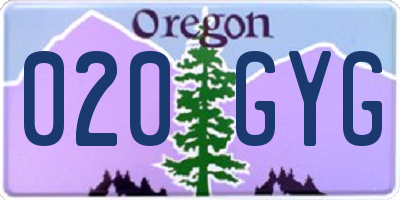 OR license plate 020GYG