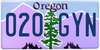 OR license plate 020GYN