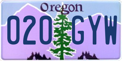 OR license plate 020GYW