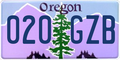 OR license plate 020GZB
