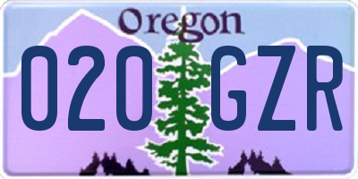 OR license plate 020GZR