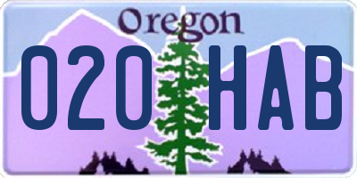 OR license plate 020HAB