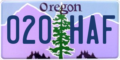 OR license plate 020HAF