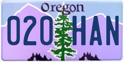 OR license plate 020HAN