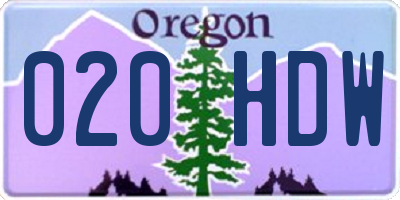 OR license plate 020HDW