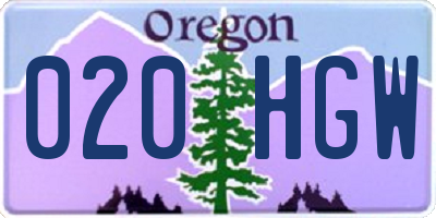 OR license plate 020HGW