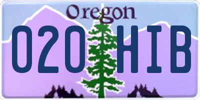 OR license plate 020HIB
