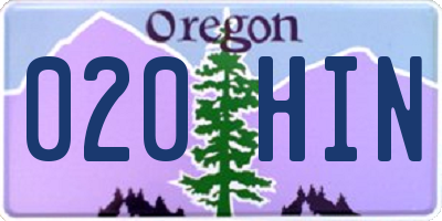 OR license plate 020HIN