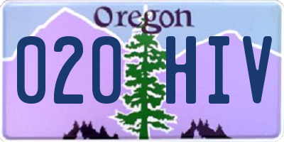 OR license plate 020HIV