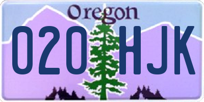 OR license plate 020HJK