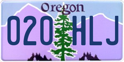OR license plate 020HLJ