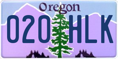 OR license plate 020HLK