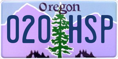 OR license plate 020HSP