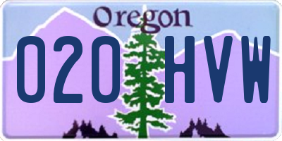 OR license plate 020HVW