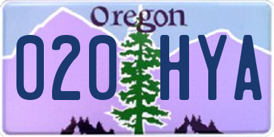 OR license plate 020HYA