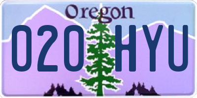 OR license plate 020HYU
