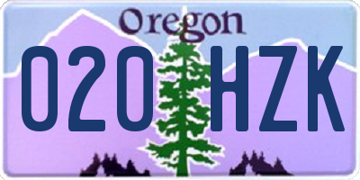 OR license plate 020HZK