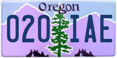 OR license plate 020IAE