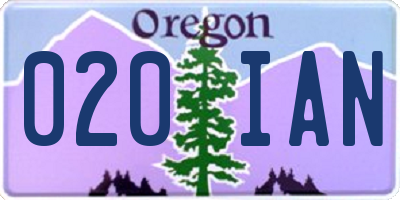 OR license plate 020IAN