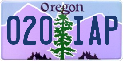 OR license plate 020IAP