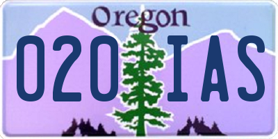 OR license plate 020IAS
