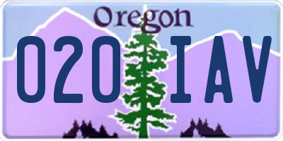 OR license plate 020IAV