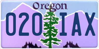 OR license plate 020IAX