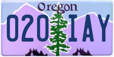 OR license plate 020IAY