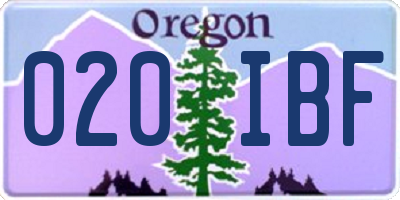 OR license plate 020IBF