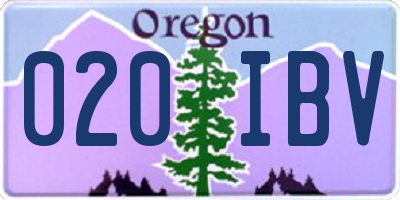 OR license plate 020IBV