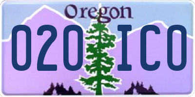 OR license plate 020ICO