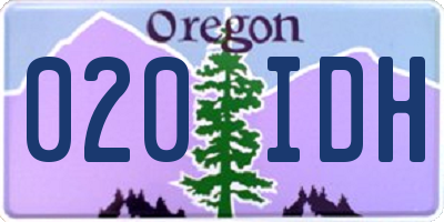 OR license plate 020IDH