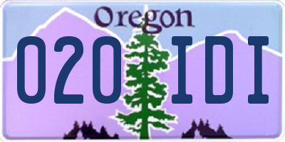 OR license plate 020IDI