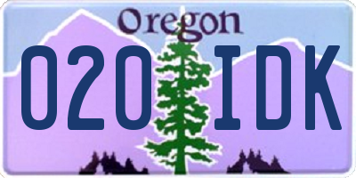 OR license plate 020IDK