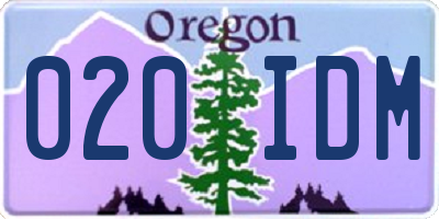 OR license plate 020IDM