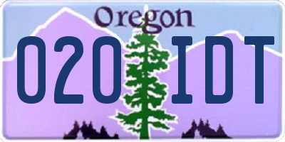 OR license plate 020IDT