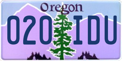 OR license plate 020IDU