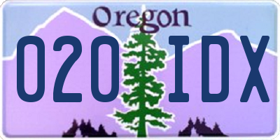 OR license plate 020IDX