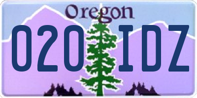 OR license plate 020IDZ